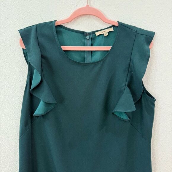 Lark and Ro Jade Green Mesh Ruffle Mini Dress Size Large Sleeveless Boho - Picture 2 of 7